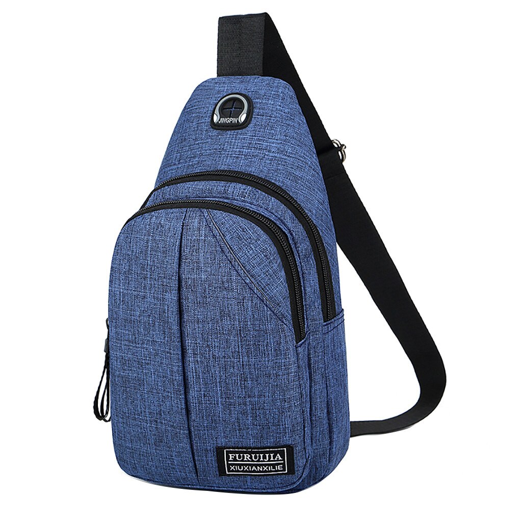 Menn oxford stoff brystveske vill liten veske multifunksjonslommer skulder crossbody bag bolsas #25: Blå