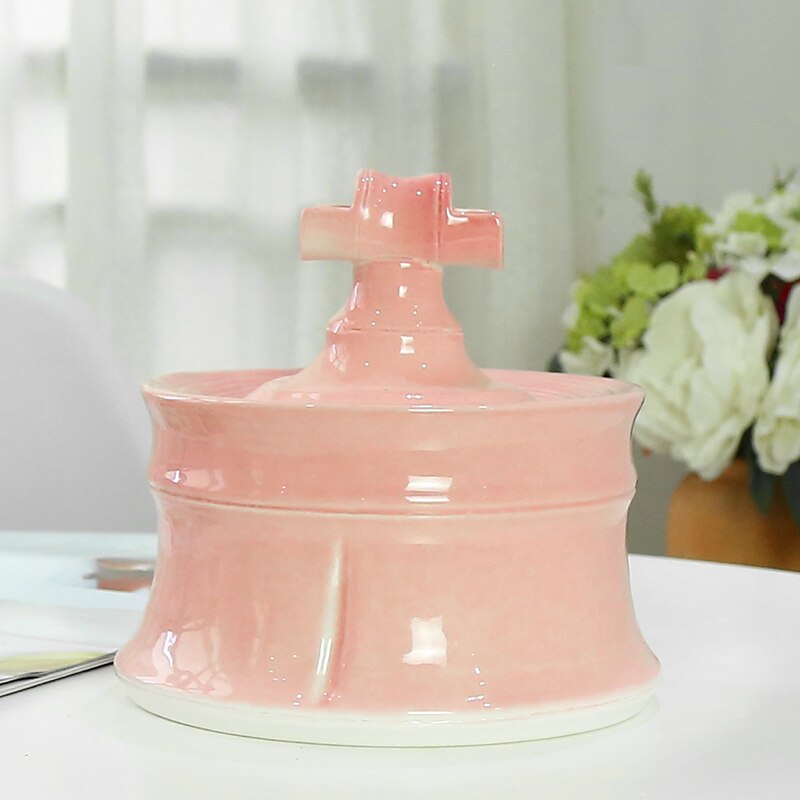 Keramik Wasser Brunnen Für Katzen Lebensmittel Schüssel Haustier Produkte Automatische Trinken Schüssel Für Katzen Hund Stumm Feeder Spender UNS/ EU/USB: Style 2 pink / US Plug