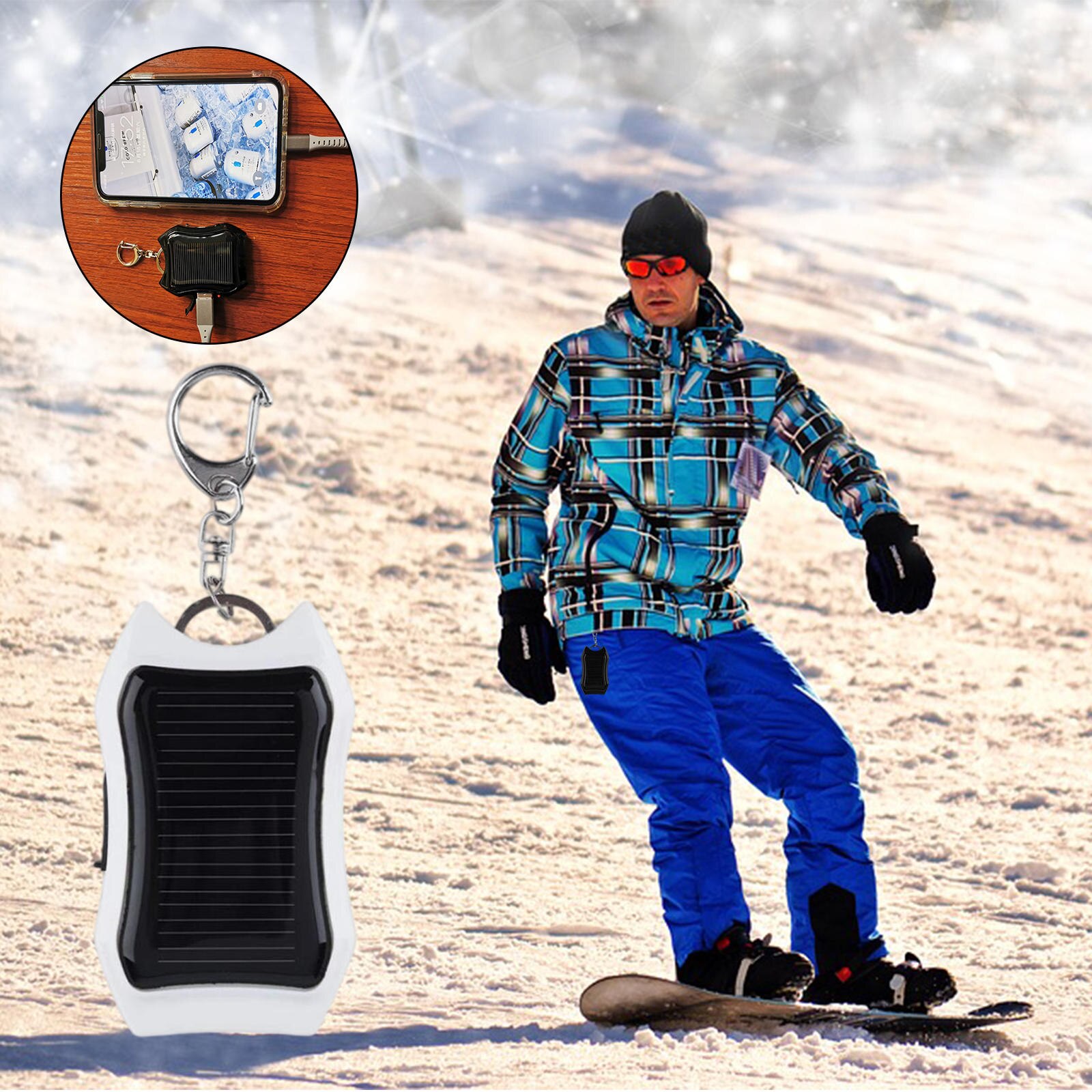 Portable 1200mAh Solar Power Bank Battery Pack for Phones Tablets Flashlight Waterproof High Efficiency 3 LED Outdoor Camping: white