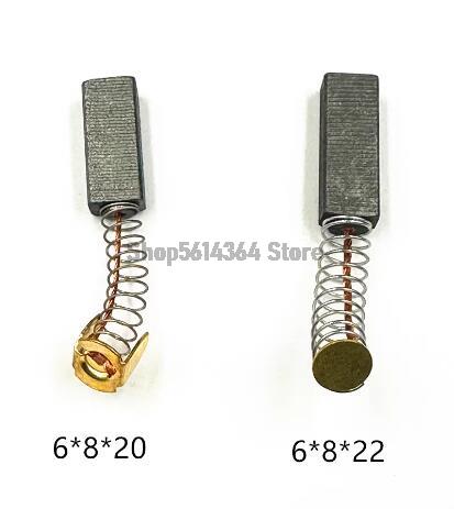 Cepillo de carbón para Motor, cepillo especializado para motores eléctricos, tamaño 6x8x20 y 6x8x22mm, 10 piezas