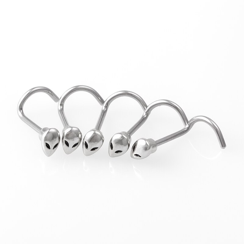 2PCS Stainless Steel Alien Nose Ring Helix Nose Stud Unisex Nose Bone Ring 20G Septo Ring Piercing Nose Septum Jewelry In Body