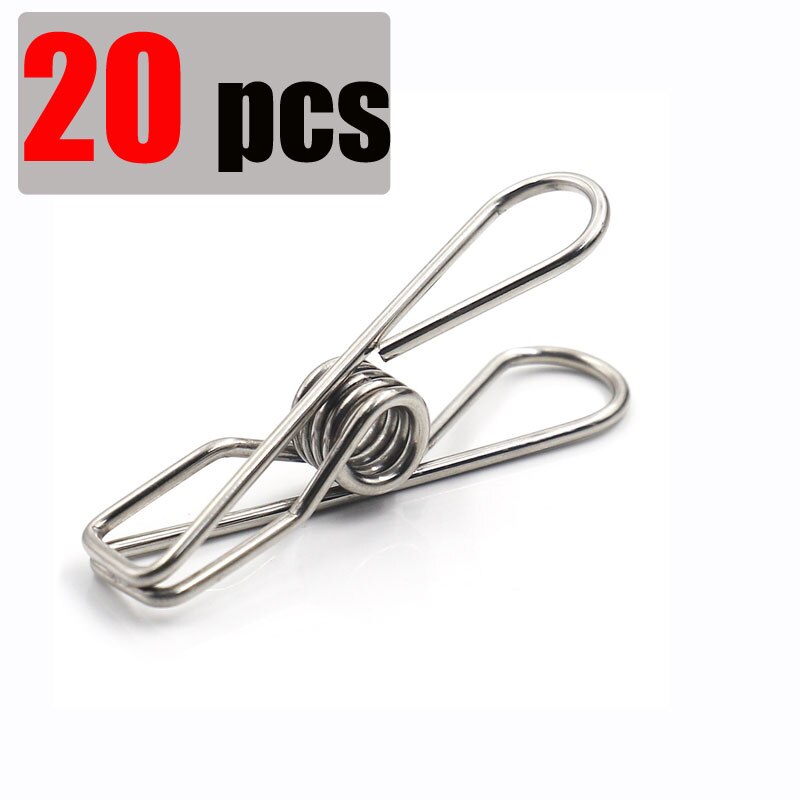 Rvs Wasknijpers Metalen Clip Sokken Clip Wasknijpers Metalen Lente Clip Lederen Ambachtelijke Metalen Kleding Clip: 20PCS Clips