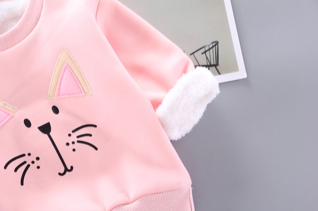 Kids Peuter Baby Jongens Meisjes Warme Dikke Fleece Cartoon Sweatshirt Trui Tops Warme Kleding Winter kinderen Jas Trui