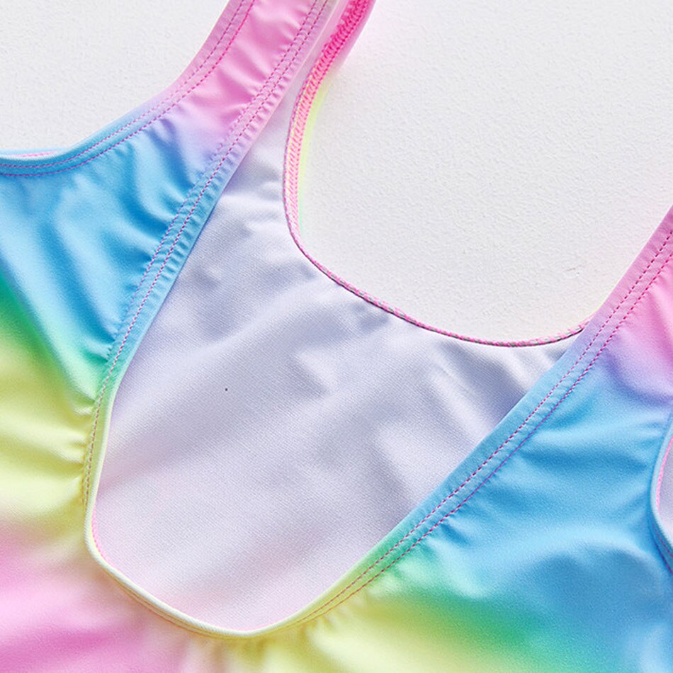 Rainbow Girl Swimsuit One Piece Children's Swimwear 2-11Years Toddler Girl Bathing Suit Letter Print Swimming Monokini Beachwear