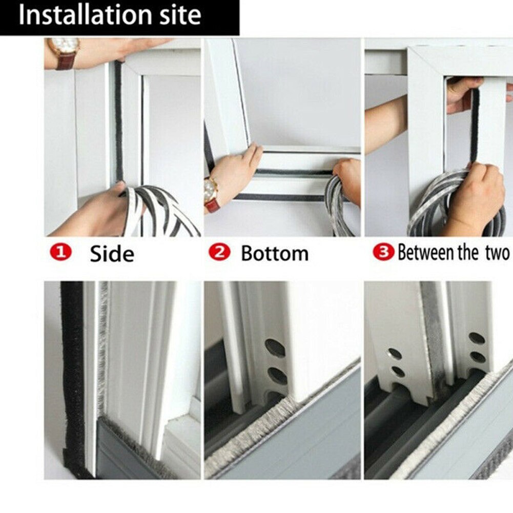 5/10 Meters Brush Strip Self Adhesive Door Window Sealing Strip Home Door Window Sound Insulation Wind-proof Strip Gasket