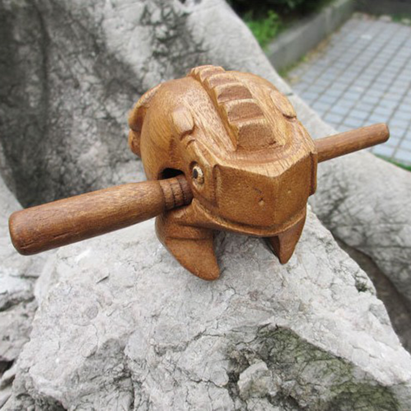 MMFC-Carved Croaking Wood Percussion Musical Sound Wood Frog Tone Block Toy