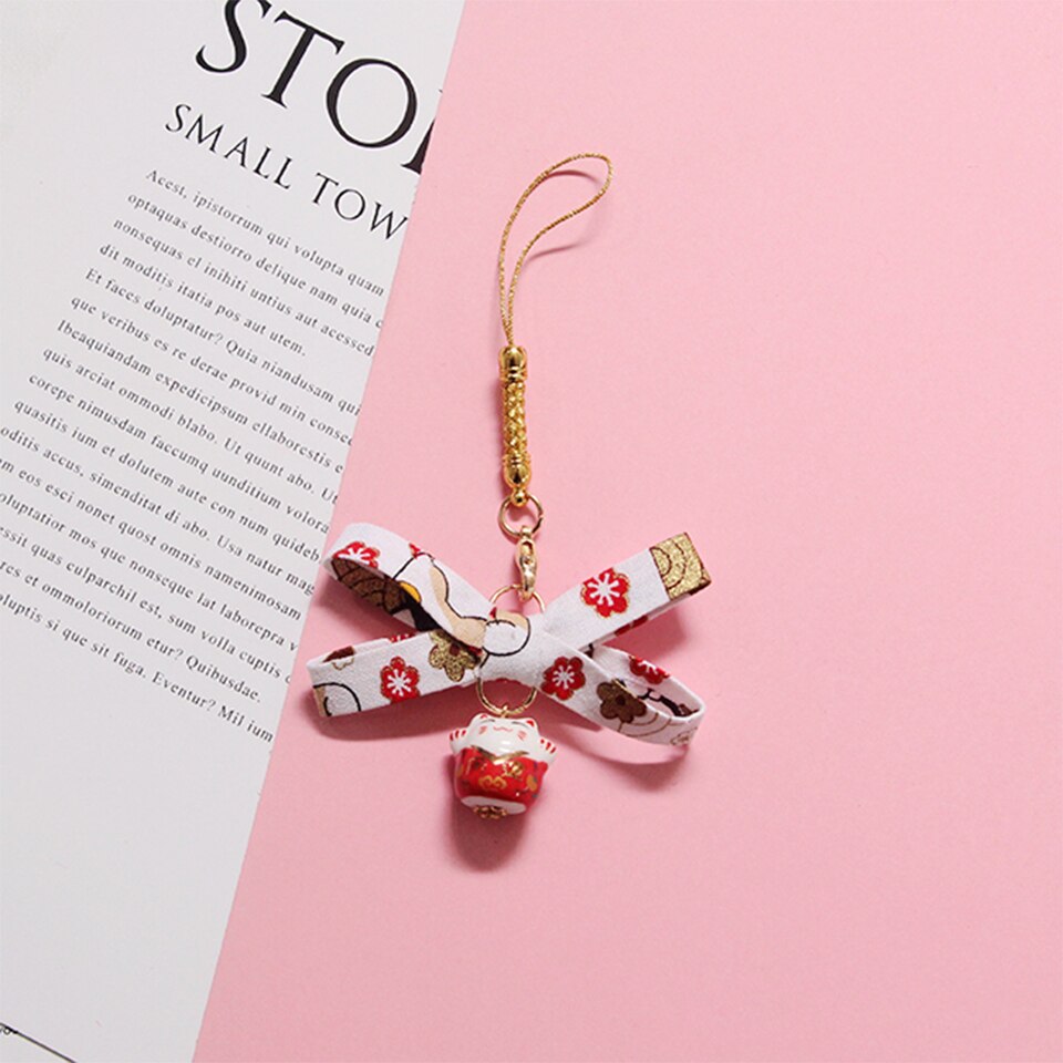 Beautiful Japanese Style Smart phone Strap Lanyards for iPhone Samsung Cherry Flower Decor Mobile Phone Strap Rope Phone Charm: B