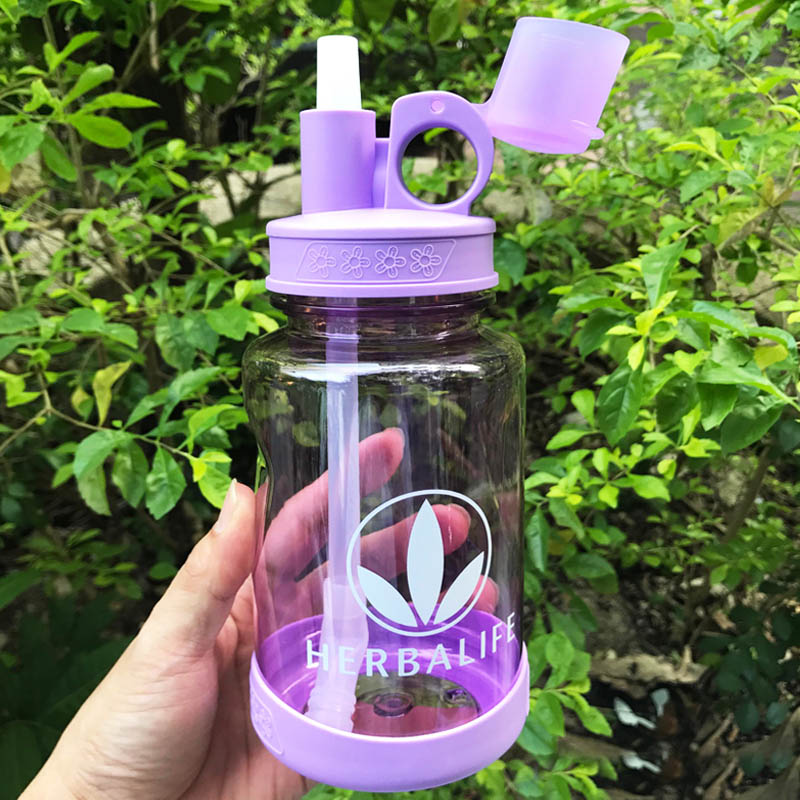 Outlet Pirce 600Ml/1000Ml Herbalife Voeding Plastic Sport Water Fles Met Stro: Purple 600ML