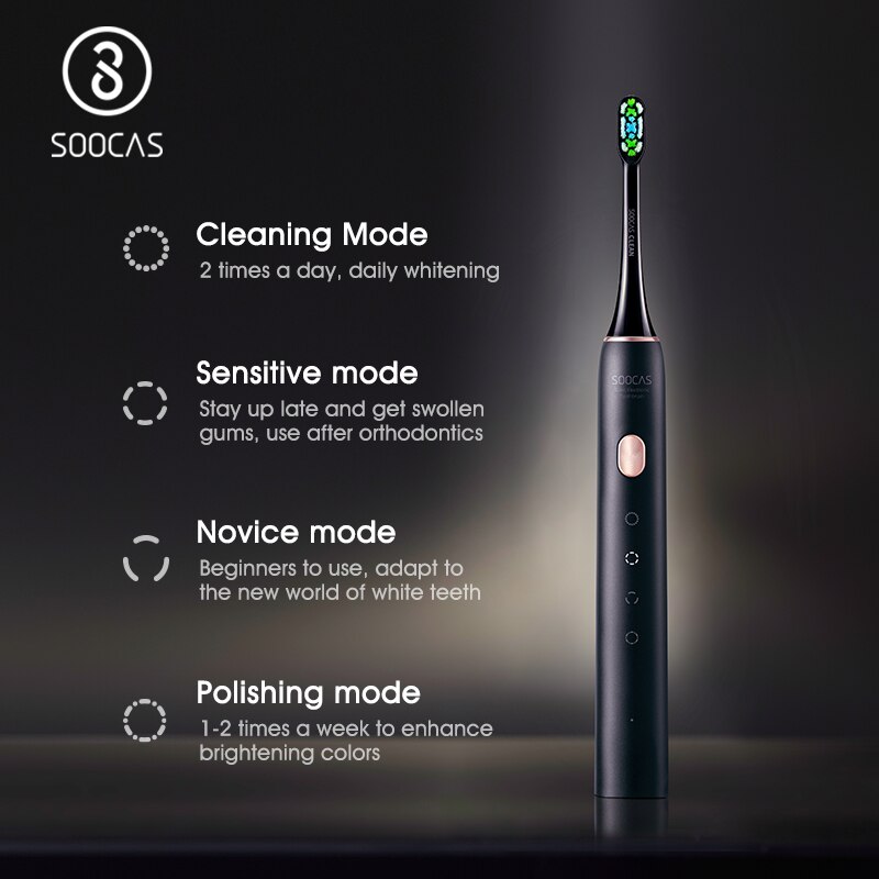 SOOCAS-cepillo de dientes eléctrico sónico X3U, carga rápida, resistente al agua, IPX7