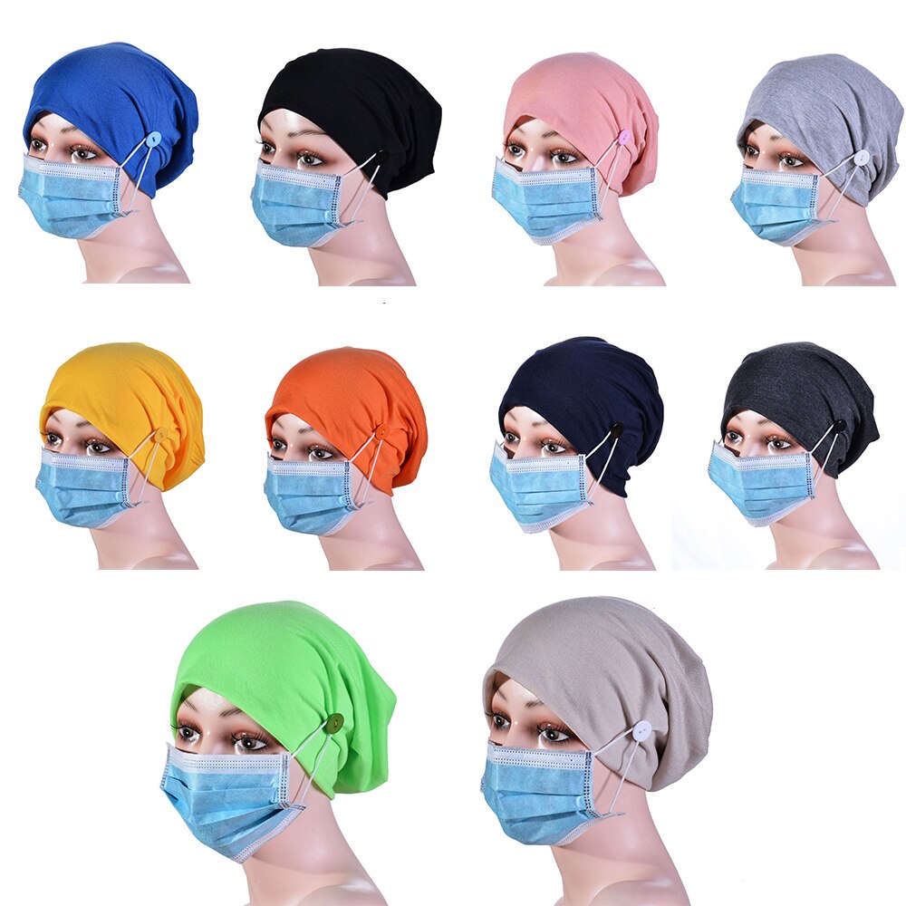 Multicolor sombrero turbante para mujeres de Botón de gorros Hijab interiores de la cabeza bufanda estilo Hijab Underscarf sombrero diadema tubo