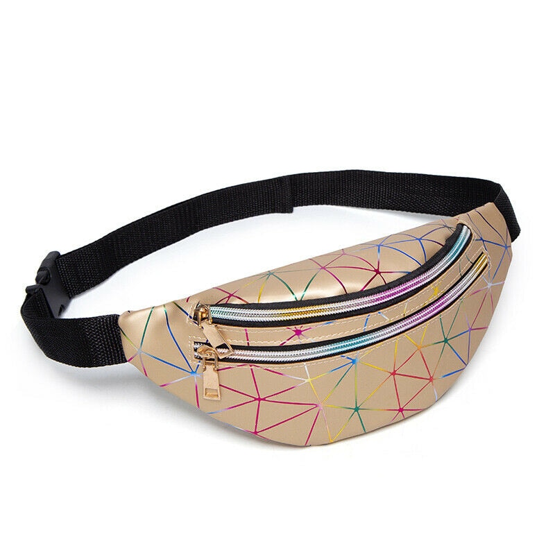 Women Girls Waist Fanny Pack Belt Bag Chest Pouch Hip Bum Bag Small Purse: Goud