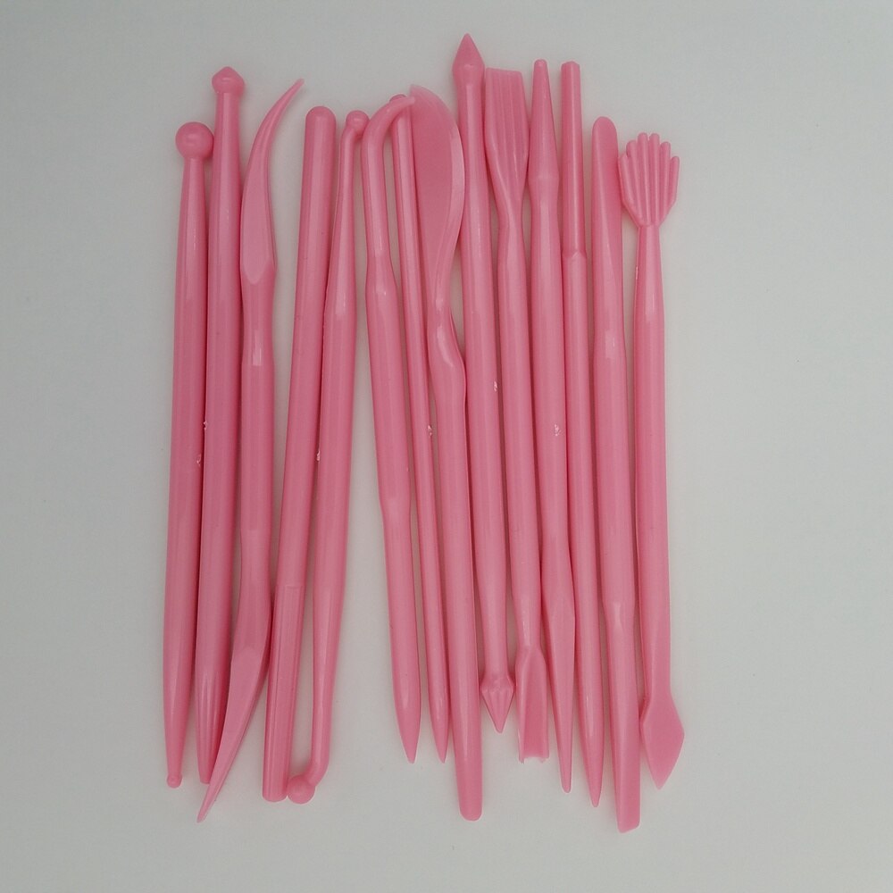 14Pcs Fondant Cake Decorating Bloem Modelling Suiker Ambachtelijke Cake Biscuit Cookie Gegraveerde Pen Klei Cake Decorating Gereedschap: Pink