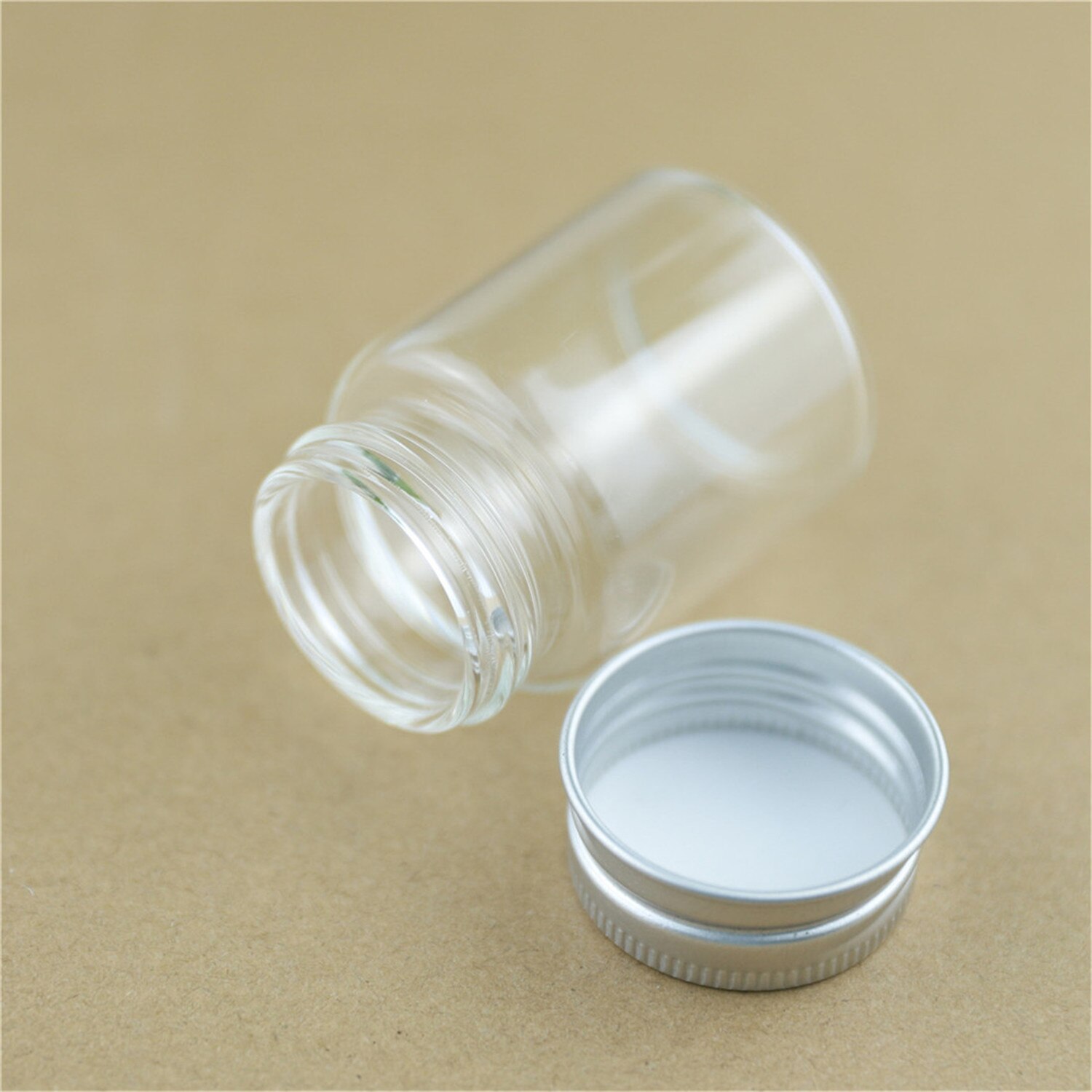 12 stycken 37*50mm 30ml glasflaskor flaska aluminiumkapsyler små provrör kryddor förvaring små burkar behållare dekorativt hantverk