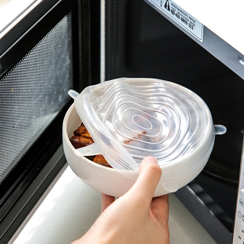 6 stuks/set siliconen rekdeksels universele deksel siliconen kom pot deksel siliconen deksel pan koken voedsel vers deksel magnetron deksel