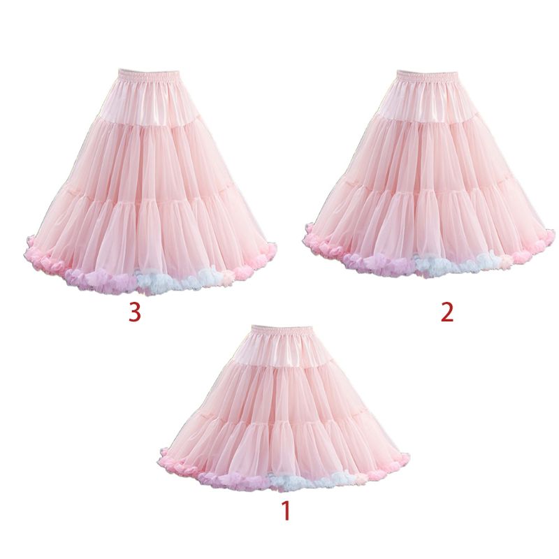 Kvinnor resår midja pösig tyll underkjol regnbåge moln kort tutu kjol balett dans pettiskirts lolita underkjol