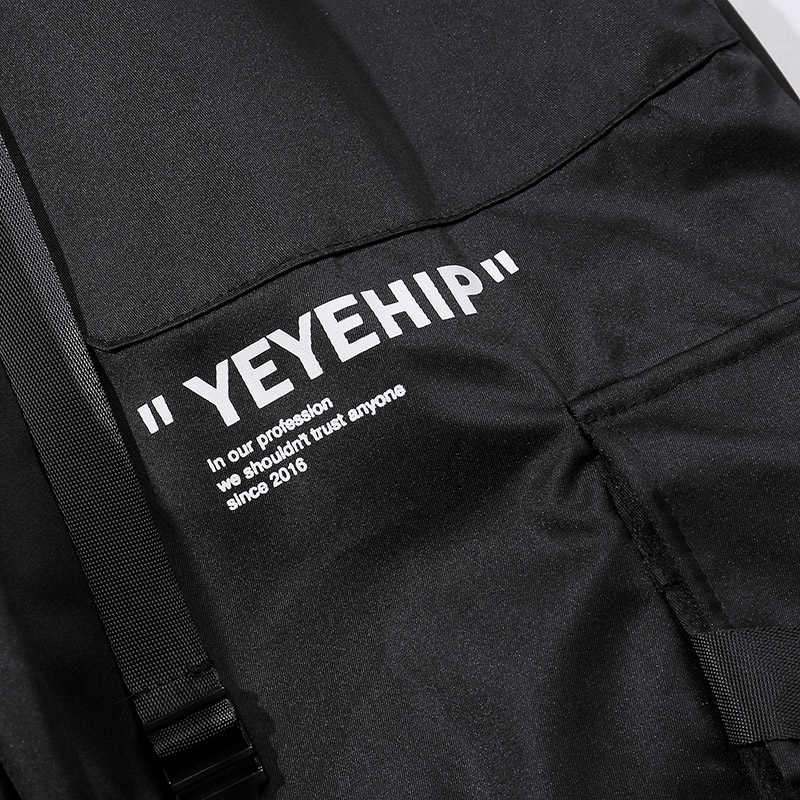 Män streetwear hiphop svarta lastbyxor fickor harajuku harembyxor swag band joggers byxor hiphop sweatpants byxor