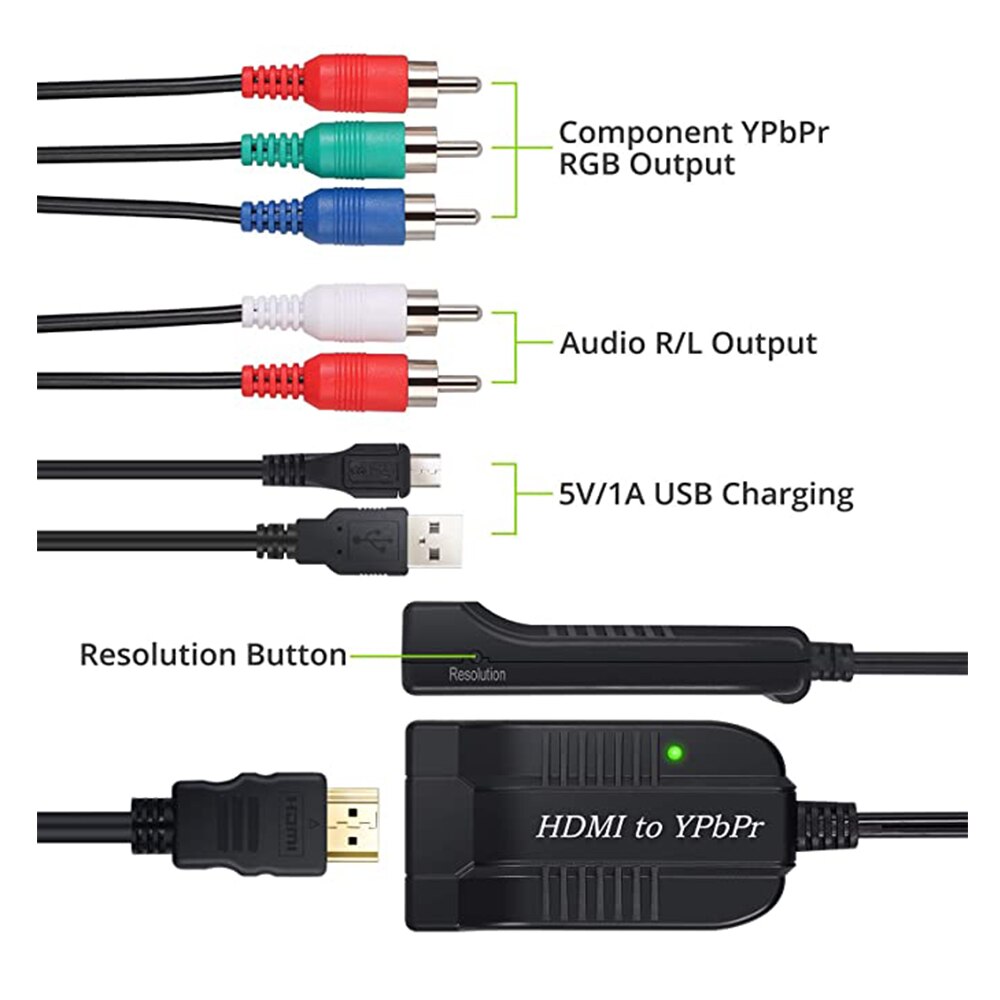 HDMI to Ypbpr Component Converter 5RCA Composite Video Frequency Conversion 1080P HD For Old TV