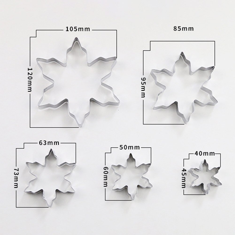 5 Stuks Sneeuwvlok Cookie Cutter Biscuit Chocolade Cakevorm Bakken Tool