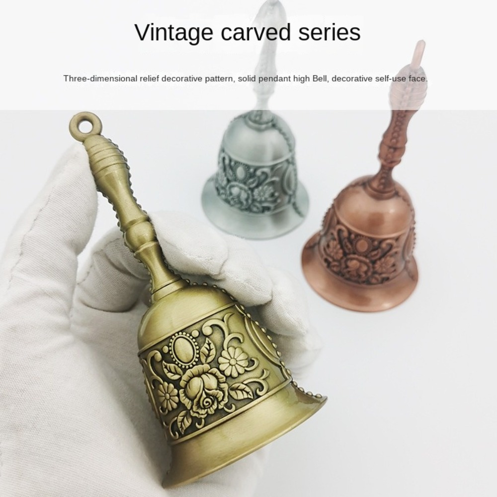 Moderne klar lyd håndklokke bronze metal retro rose kirkeklokke gylden middagsklokke til restaurant bar jingle kirke skole