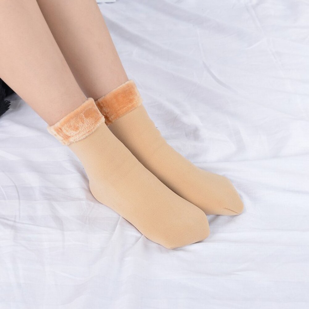 Calcetines de terciopelo para mujer, calcetín grueso de Cachemira para nieve, térmico, para mantener el suelo, calcetines para dormir, cálido, Otoño e Invierno: nude