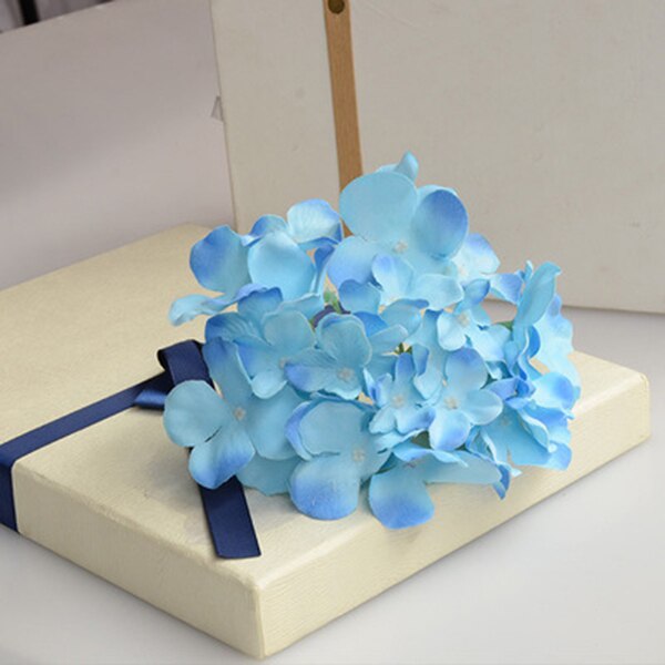 Flores artificiais da seda da flor do buquê da hortênsia com haste livre para o presente da decoração do casamento da casa jan88
