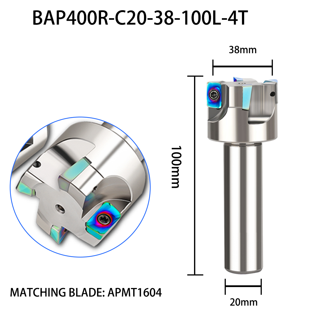 Varilla de fresado integrada tipo torreta R0.8, vástago recto C16 C20, fresadora de torreta, herramienta, fresa de cara rugosa: 18 mm