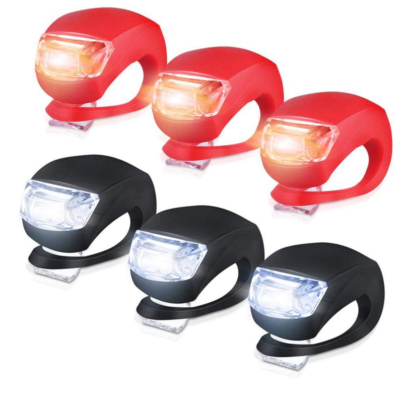 Luz de silicona para bicicleta, juego de 6 luces LED para bicicleta (3 LED blancas y 3 LED rojas), linterna para cámara de Montañismo: Default Title