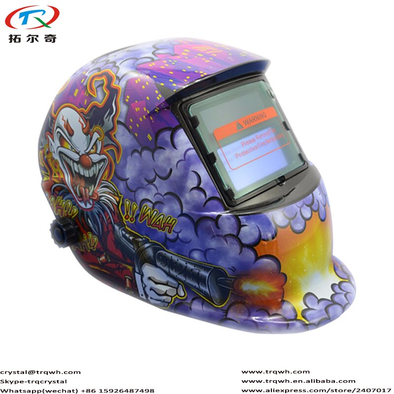 trqwh 92*45mm Grinding Monster Shooting Purple Auto Darkening Solar Li Battery Head Protective Welding Helmet TRQ-HD03-2233DE