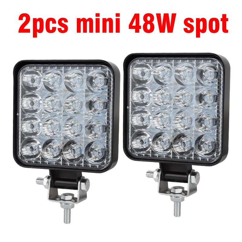 Okeen Mini 27W 48W Led Verlichting Barra Led 12V 24V Spotlight Offroad Led Licht Bar voor Wrangler Gewijzigd Lamp Truck Auto Suv 4DW: 2pcs Mini 48W Spot