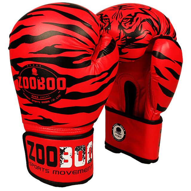 Suitable for fighting boxing matches ZOOBOO MUAY THAI PU LEATHER BOXING GLOVES FOR MEN WOMEN TRAINING IN MMA GRANT BOX: Red