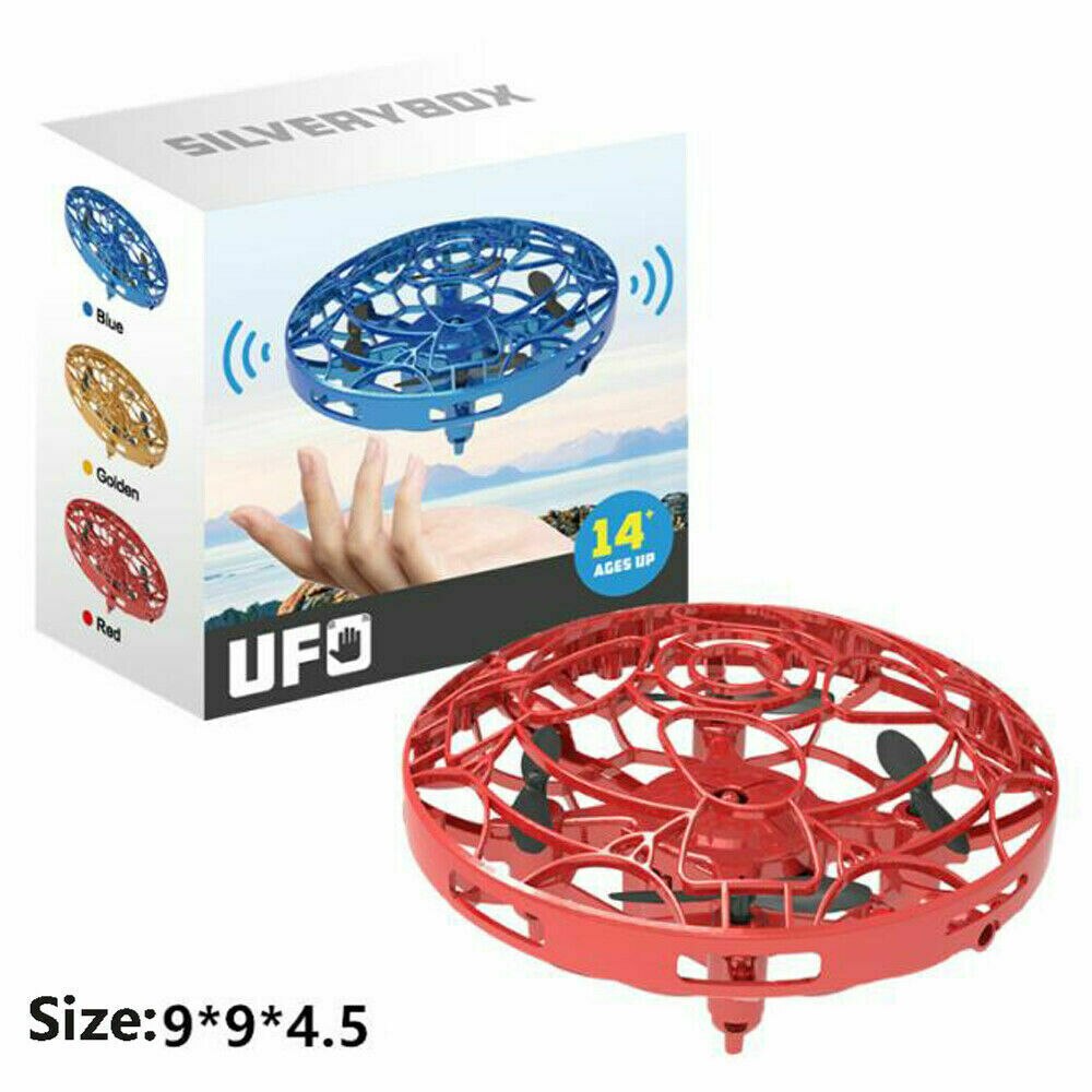 Mini Drone Quad Induction Levitation UFO LED Light USB Charging Kids Toy RC Airplanes: Red