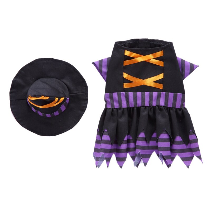 Grappige Hond Kleding Halloween Kostuum Puppy Jas En Hoed Gestreepte Wizard Outfits Set Voor Kleine Middelgrote Honden Huisdieren Kleding Hond sets: M