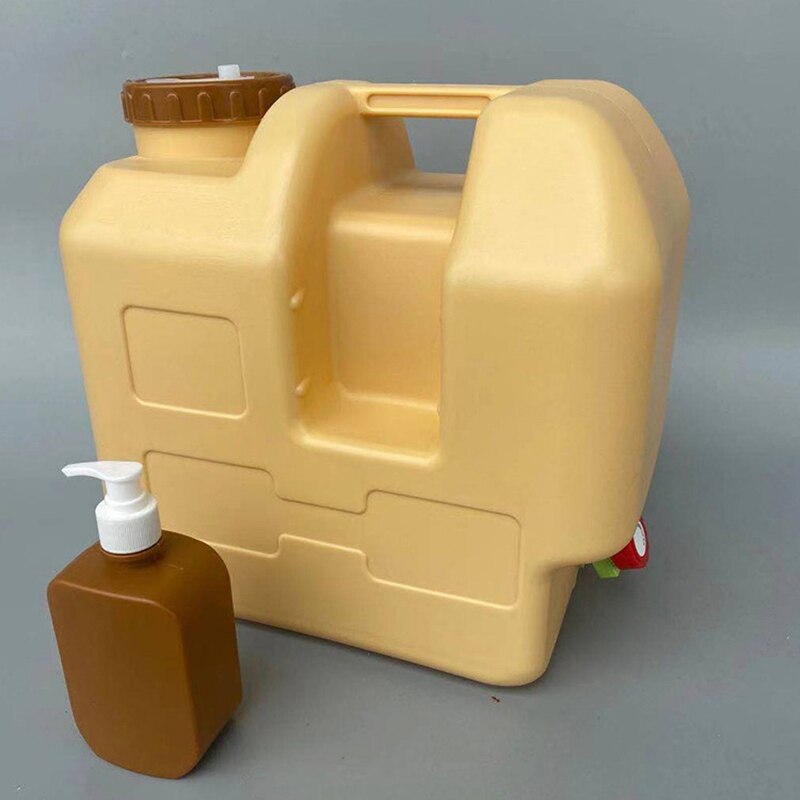 Water Container Water Storage Carrier Jug Dispenser 20L Capacity, with Brown Cap and Spigot, for Camping RV Outdoors Emergency