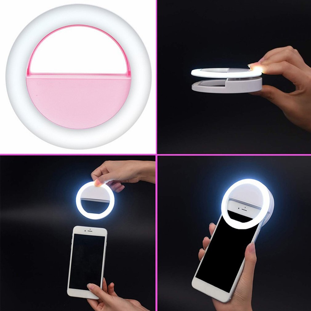 LED RGB Clip on Selfie Ring Light Rechargeable Battery ringlight for Smart Phone Camera Round Shape lighting hoops light ring