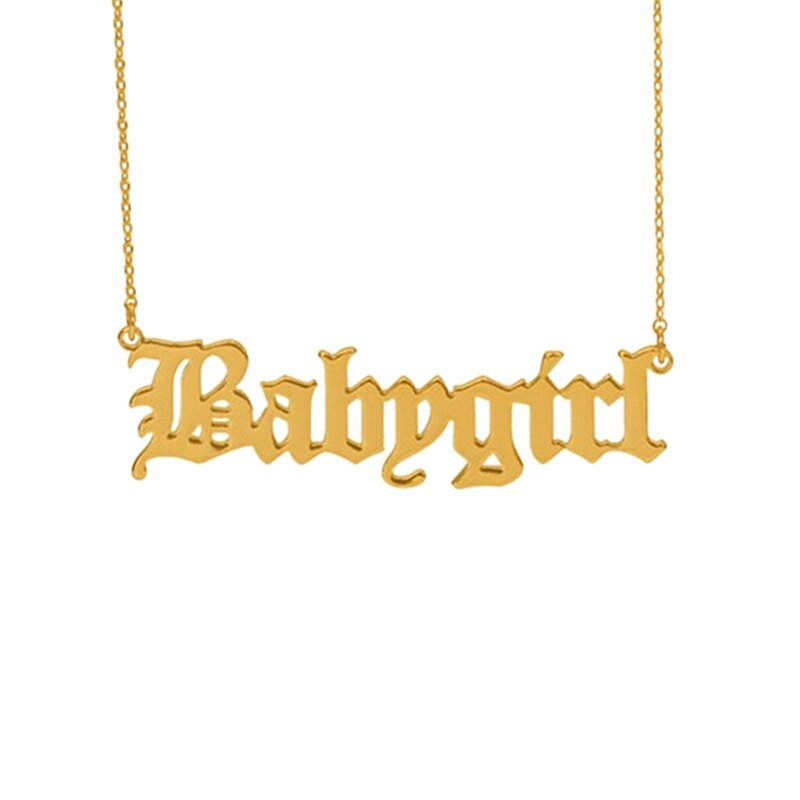 Persönlichkeit Nette Metall Babygirl Englisch Buchstaben Anhänger Halskette Edelstahl Gold Farbe Kette Halskette für Frauen: GD