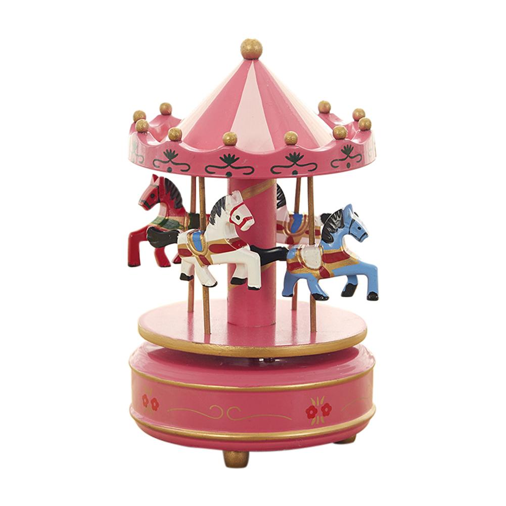 Merry-go-round Music Boxes Geometric Music Baby Room Decoration Unisex Wooden Christmas Horse Carousel Box Home Decor