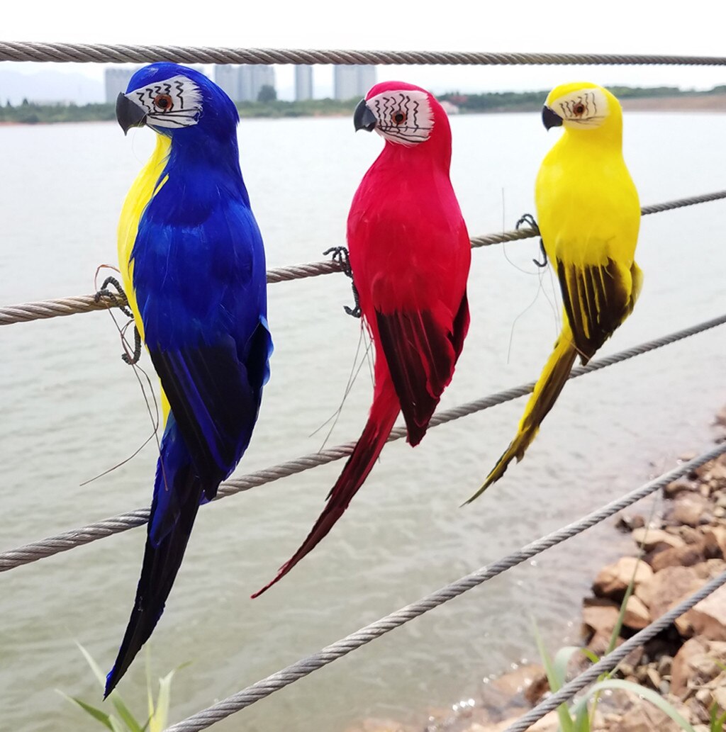 Oiseaux de jardin artificiels colorés | Faux perroquets, modèle d'oiseaux, décoration pour arbre de pelouse et jardin de maison en plein air