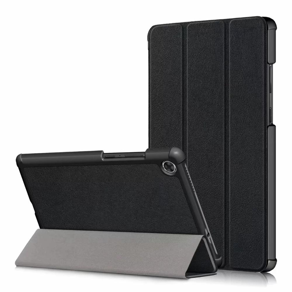 Per Lenovo Tab M8 cassa DELL'UNITÀ di ELABORAZIONE di Cuoio Piegante Del Basamento Della Copertura Per Lenovo Tab M8 TB-8505F TB-8505X TB-8505I Tablet da 8.0 pollici caso + Film + Penna: Black