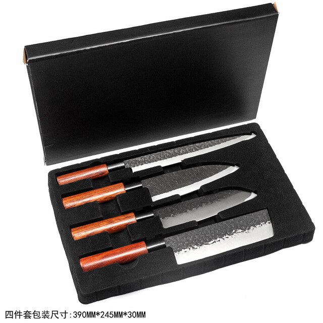 4pcs Hand-forged Japanese Knife Set Chef Knife Sushi Sashimi Salmon Fillet Knife Set Stainless Steel Kitchen Cooking Tools: 4pcs