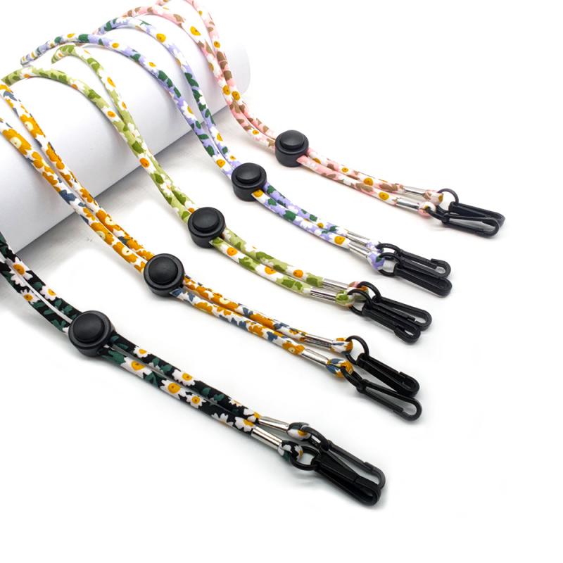 Cuerda ajustable para colgar en la oreja, dos ganchos, para coser mascarillas, cordón, flores