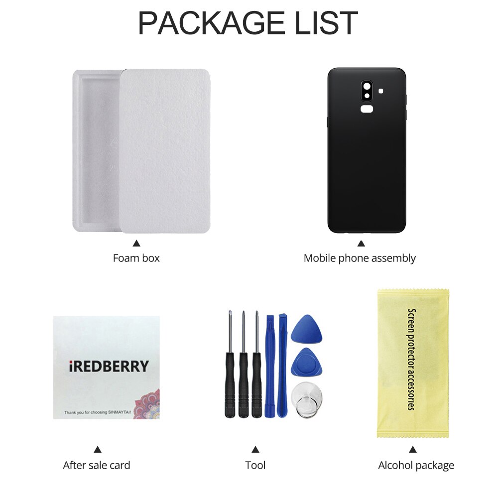 Per Samsung Galaxy J8 2018 J800F coperchio batteria posteriore sportello posteriore telaio centrale J8 J800 J800DS custodia sostituire il coperchio della batteria