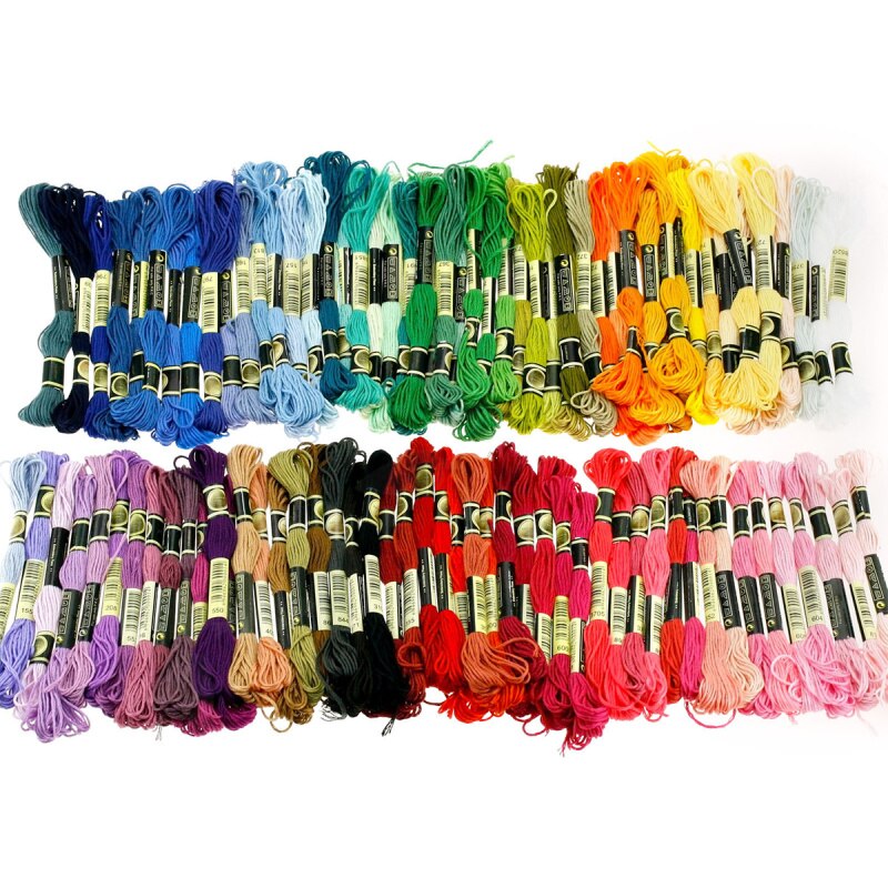 100pcs Multi-Color DIY Cross Stitch Cotton Blended Embroidery Thread Floss Home Sewing Crafts