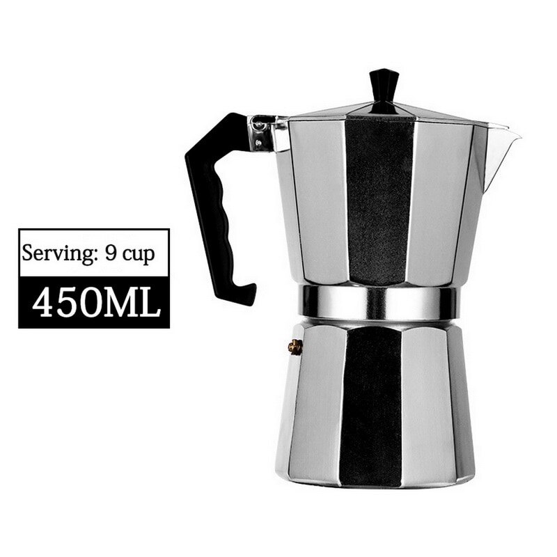 Geiser Koffie Makers 304 Rvs Expresso Inductie Cafetera Koffie Moka Pot Machine Kachel Top: 9 cups  450ml