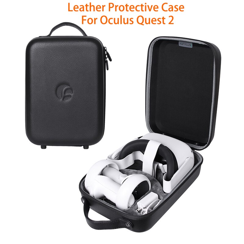 Hifylux Lychee Muster Shock-Proof Hard Reise Wasser-proof Leder Schutzhülle Box Hand Tasche Tragen Fall Für oculus Quest 2