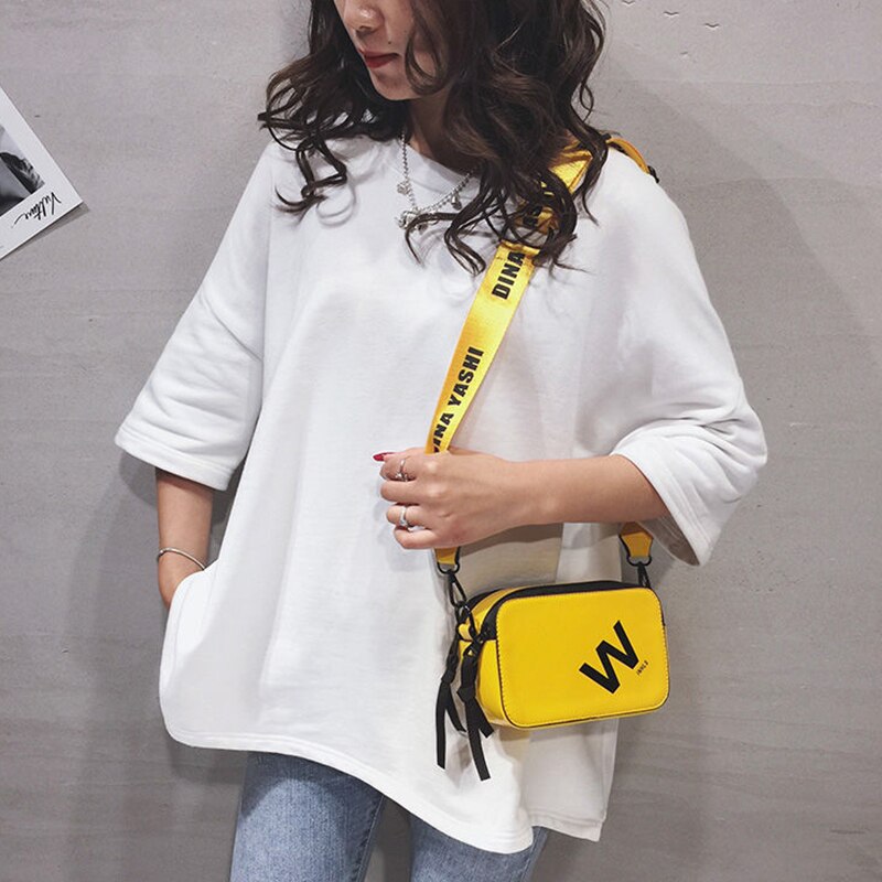 Estilo coreano carta impresión bolso cruzado de cuero Pu cremallera de pequeño cuadrado bolsas para las mujeres Casual bandoleras de viaje