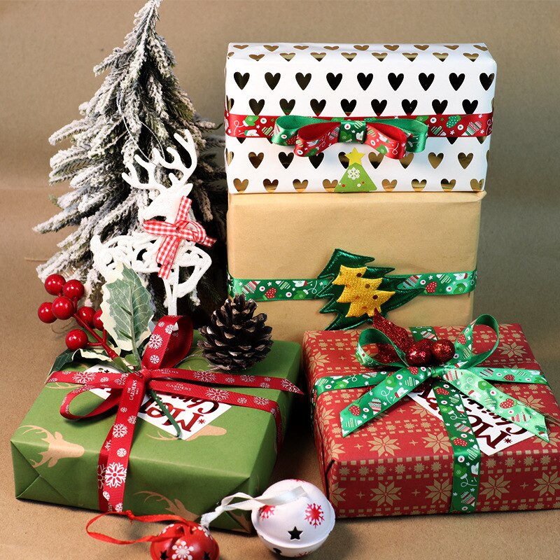 5 meter 25mm brede grosgrain kerstlinten rood groen bedrukt wit sneeuwvlok grosgrain lint linten kerstversiering