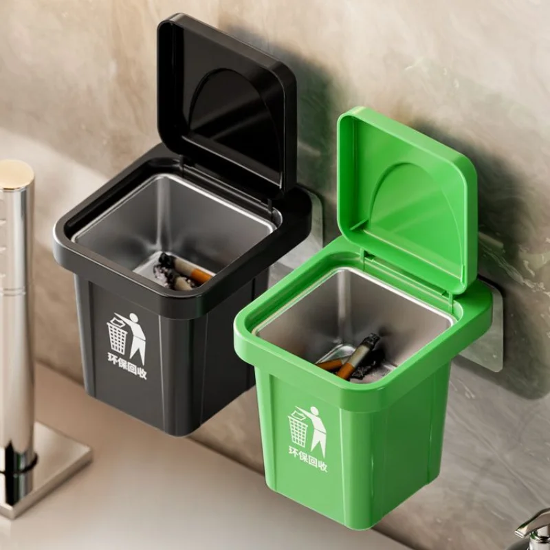 Bærbart askebeger, søppelbøtte-askebeger med lokk, askebeger i rustfritt stål, vegghengt bad, askebeger mot flyveaske