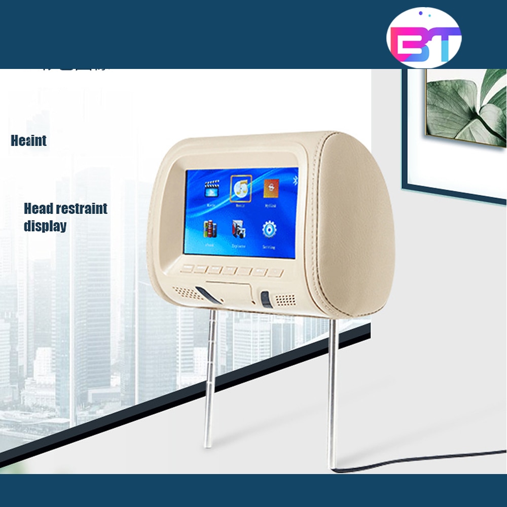 Universal- 7 Zoll Auto Kopfstütze MP4 Kissen Monitor Multimedia Spieler mit Leichter Stecker Adapter USB SD MP5 FM Lautsprecher