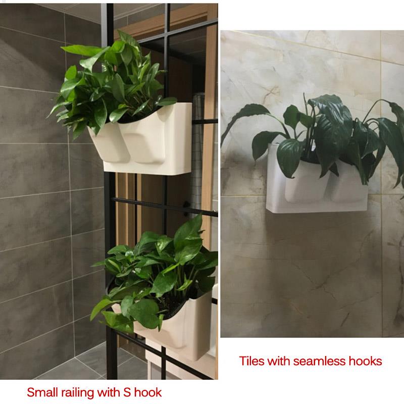 Vertical Wall Planter Wall-Mounted Flower Pot Hydroponics Wall-Mounted Plastic Home Wall-Mounted Potted Plant Bonsai Mini Garden