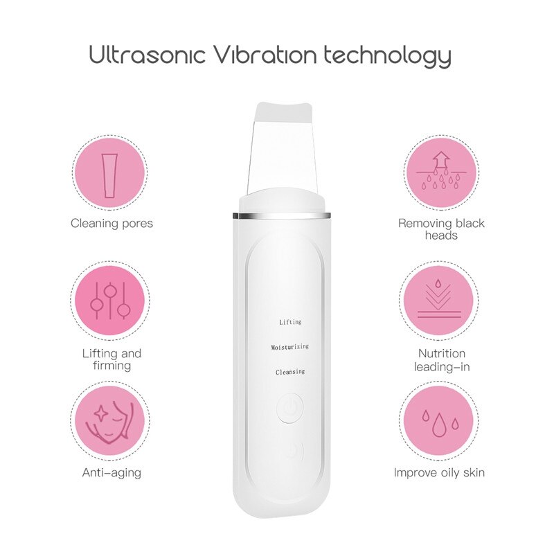 Ultrasone Trillingen Gezicht Scrubber Massager Pore Cleaner Lift Vuil Neus Comedondrukker Ems Mini Valuta Peeling Machine